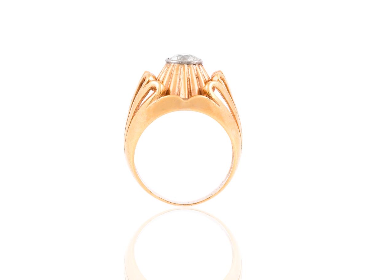 Vintage 1940s Retro Old European Cut Diamond Ring