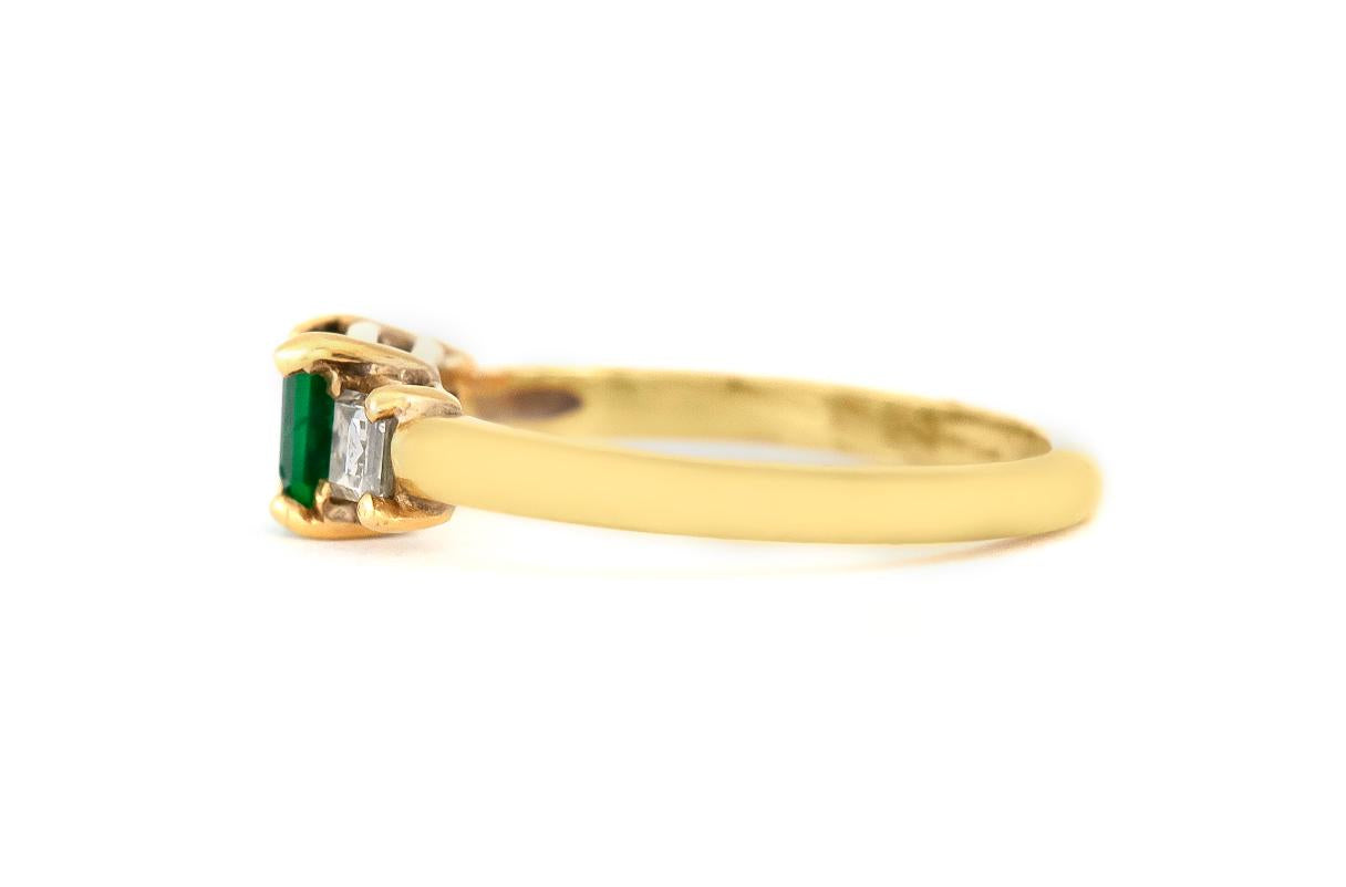 Vintage 1950s 0.45 Carat Square Cut Emerald Ring with Diamonds