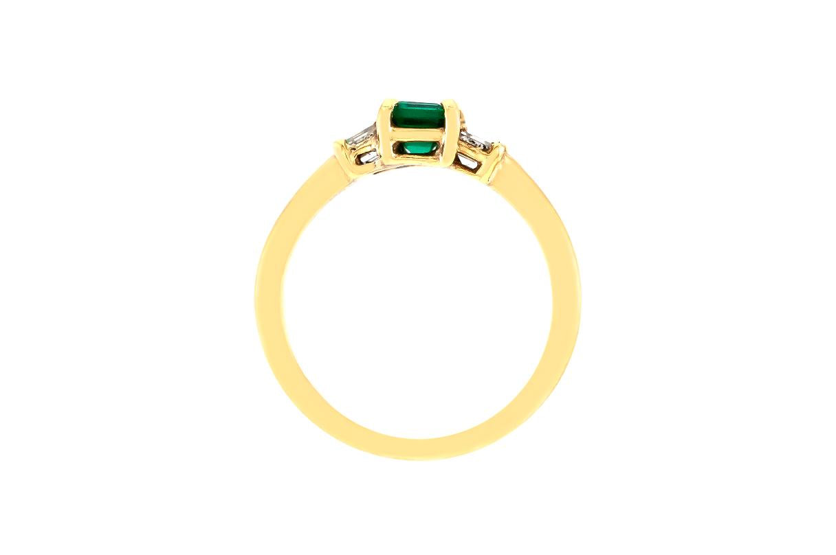 Vintage 1950s 0.45 Carat Square Cut Emerald Ring with Diamonds