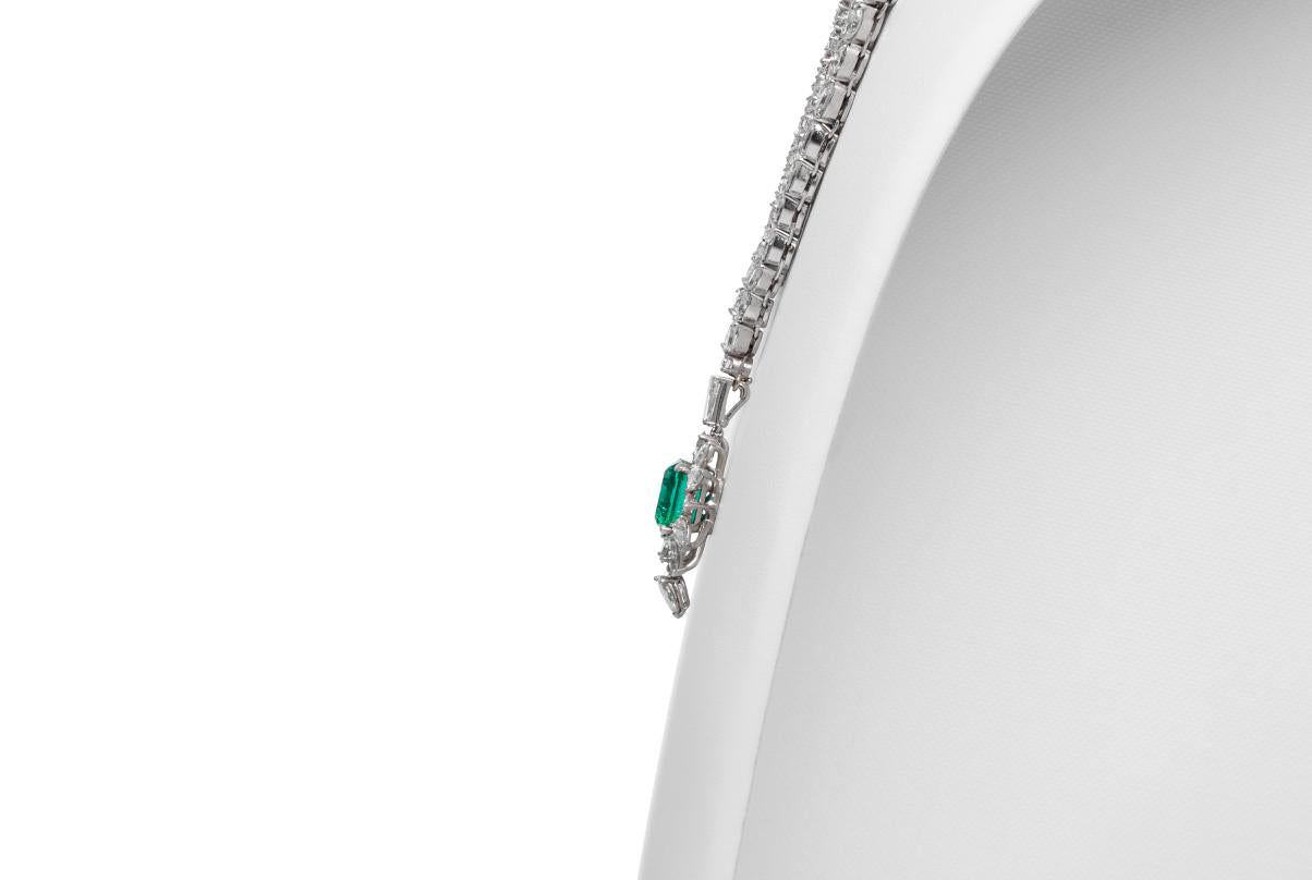 Vintage 1950s 5.00 Carat Emerald and 22.00 Carat Diamond Necklace