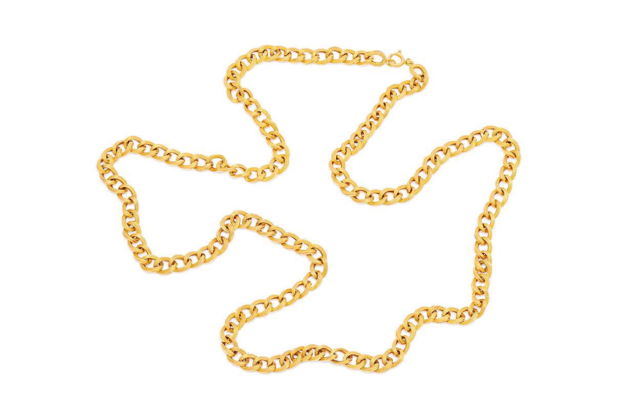 Vintage 1980s Textured Gold Curb Link Chain Necklace