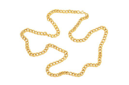 Vintage 1980s Textured Gold Curb Link Chain Necklace