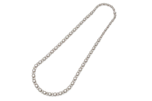 18.00 Carat Bezel Set Round Cut Diamond Riviera Necklace