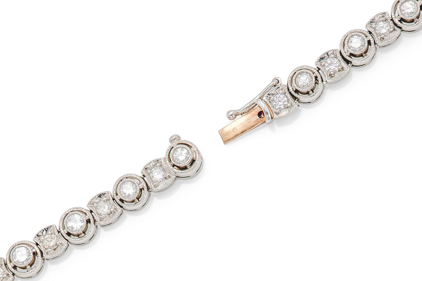 18.00 Carat Bezel Set Round Cut Diamond Riviera Necklace