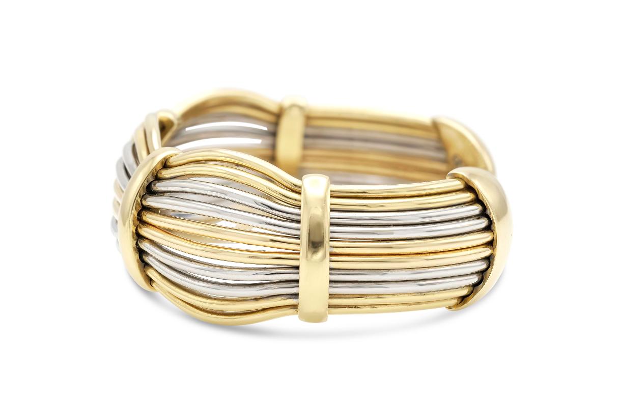 Vintage 1960s Tri-Tone Cuff Bracelet