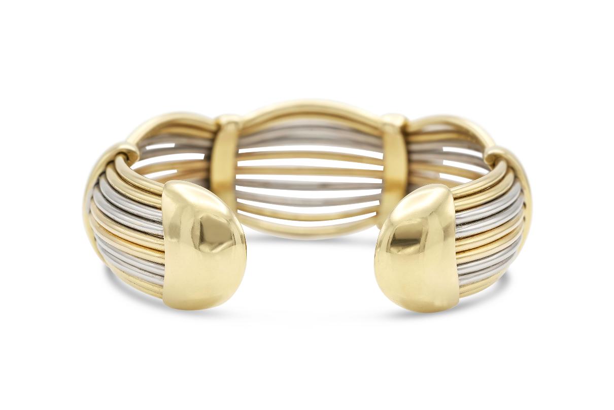Vintage 1960s Tri-Tone Cuff Bracelet