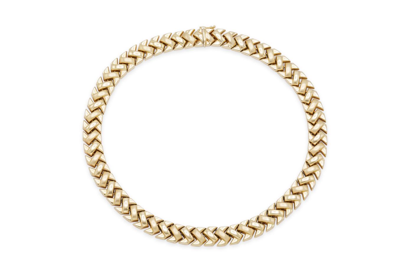 Vintage 1980s Zig Zag Link Collar Necklace