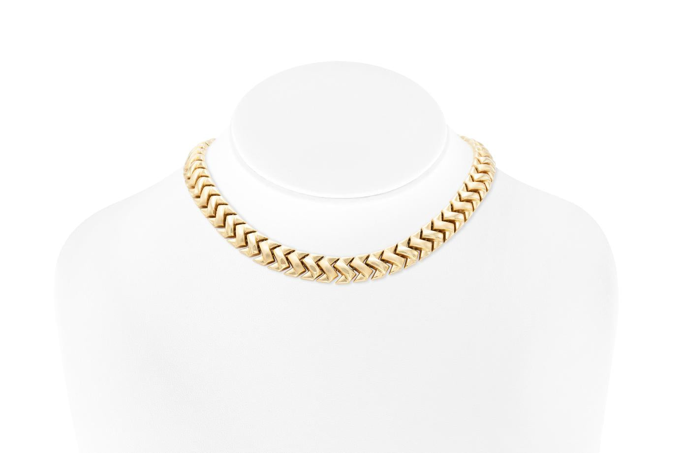 Vintage 1980s Zig Zag Link Collar Necklace