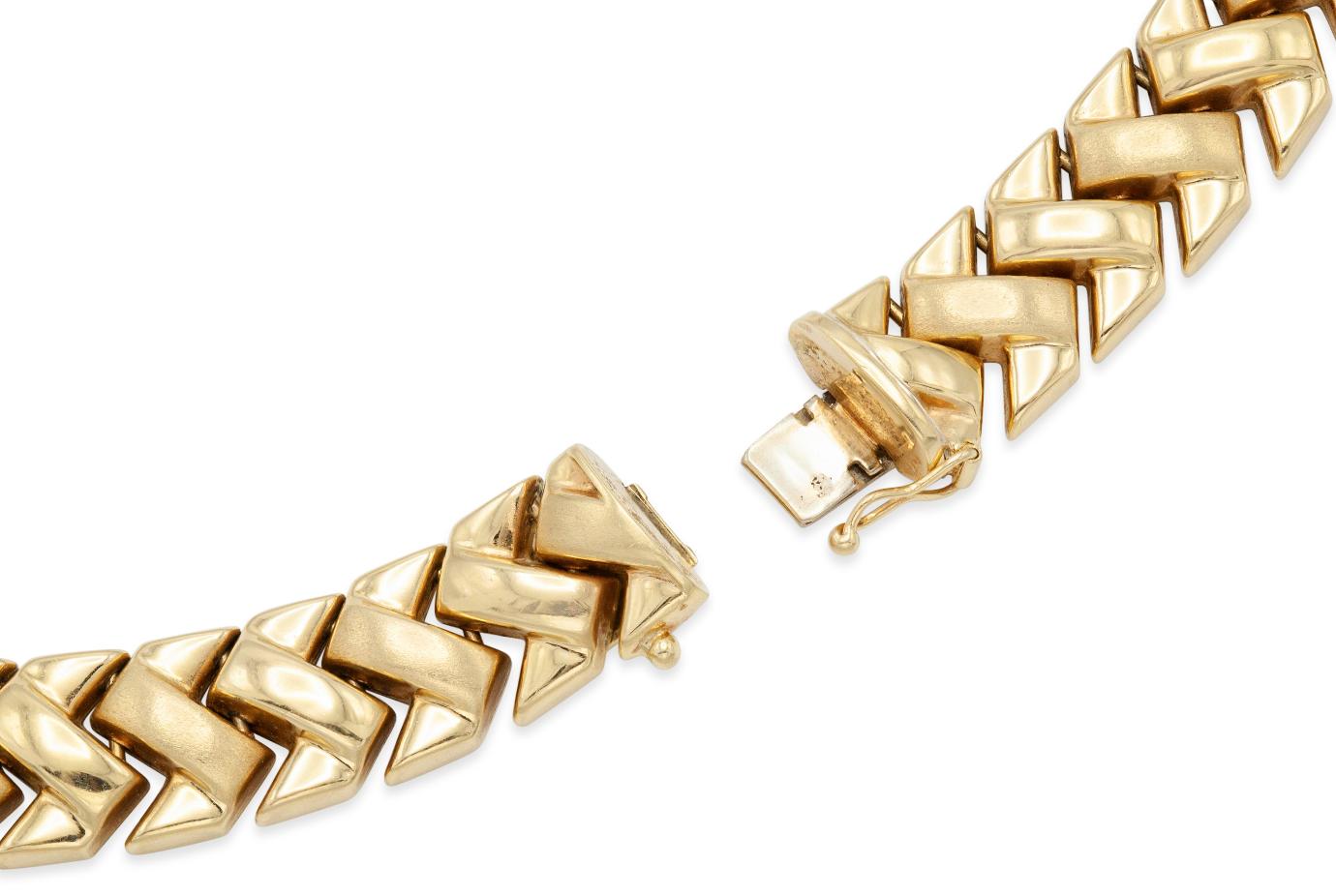 Vintage 1980s Zig Zag Link Collar Necklace