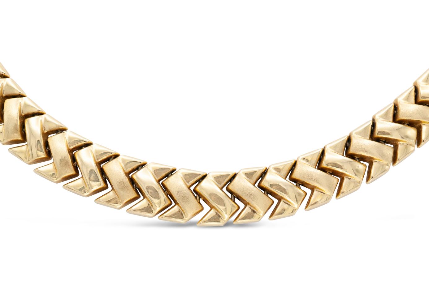 Vintage 1980s Zig Zag Link Collar Necklace