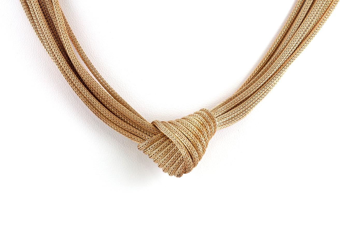 Vintage 1970s Multistrand Gold Knot Necklace