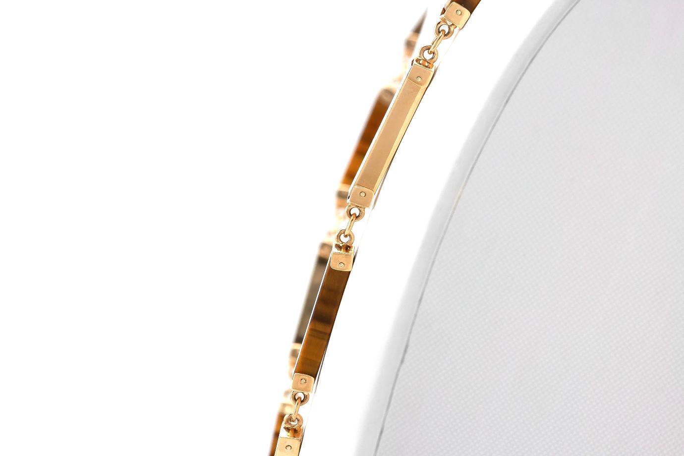 Vintage 1970s Gold and Tiger Eye Links Necklace