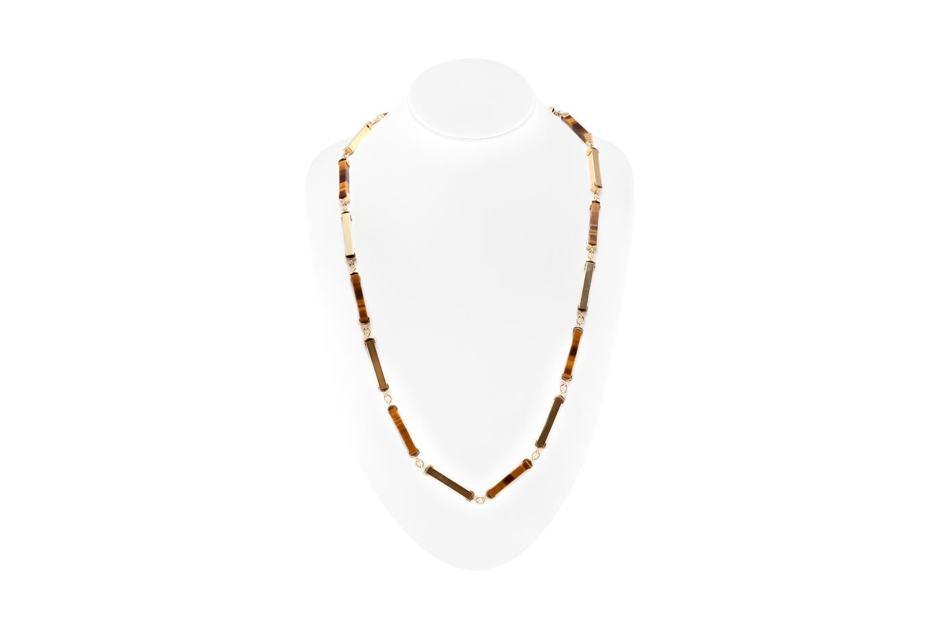 Vintage 1970s Gold and Tiger Eye Links Necklace