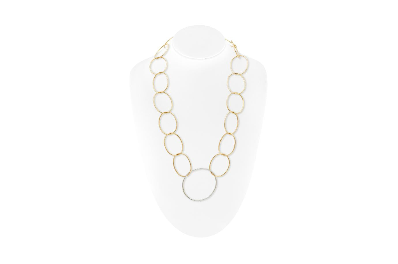 Vintage 1980s Two Tone Large Circle Links Necklace