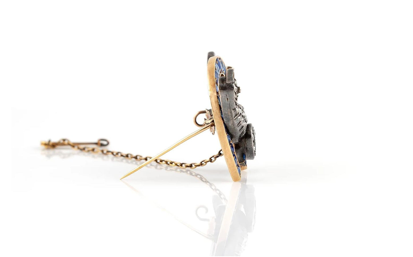 Antique Victorian 4.00 Carat Diamond and 6.00 Carat Sapphire Bird Brooch