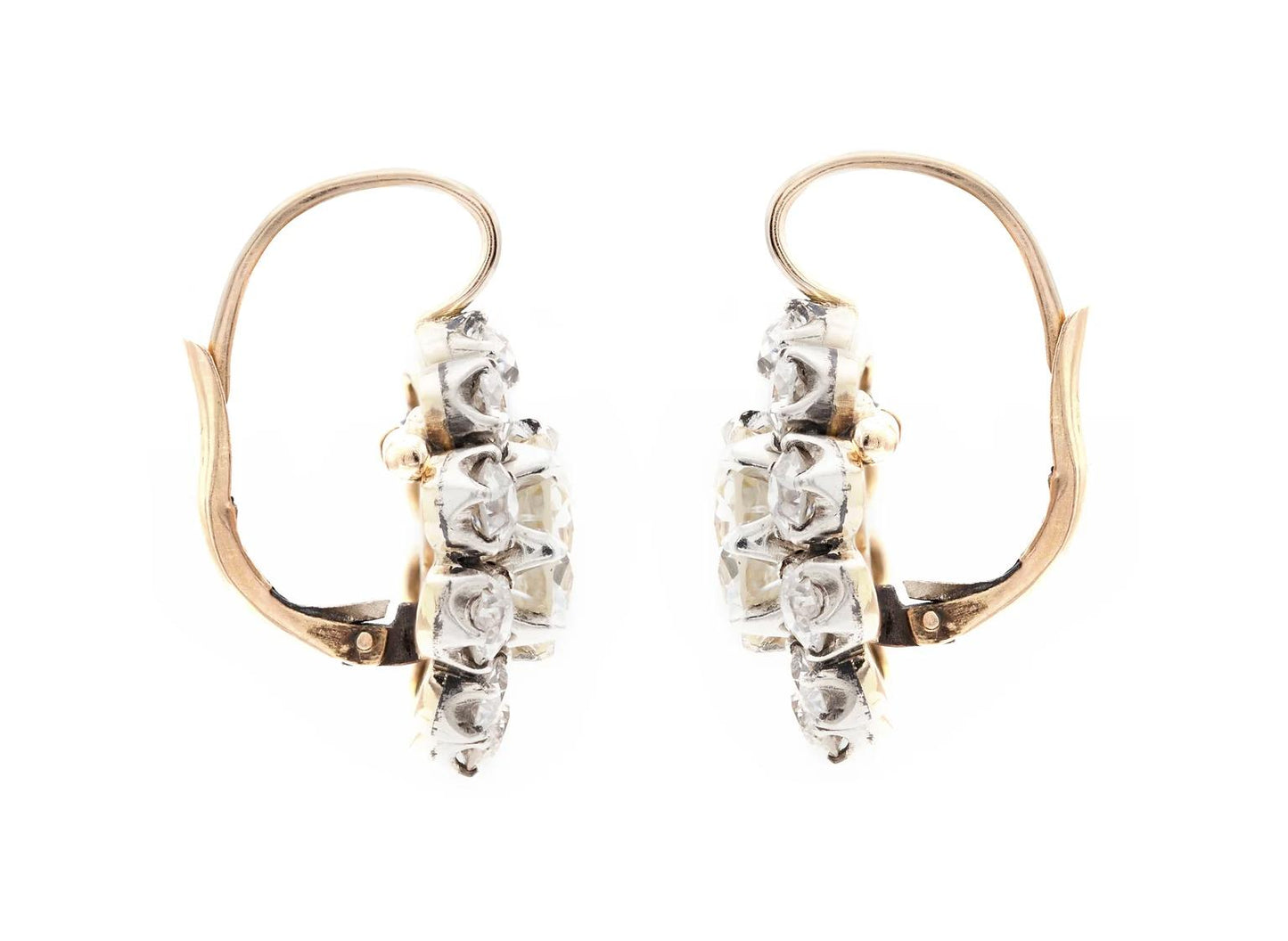 11.33 Carat Old European Cut Diamond Cluster Drop Earrings
