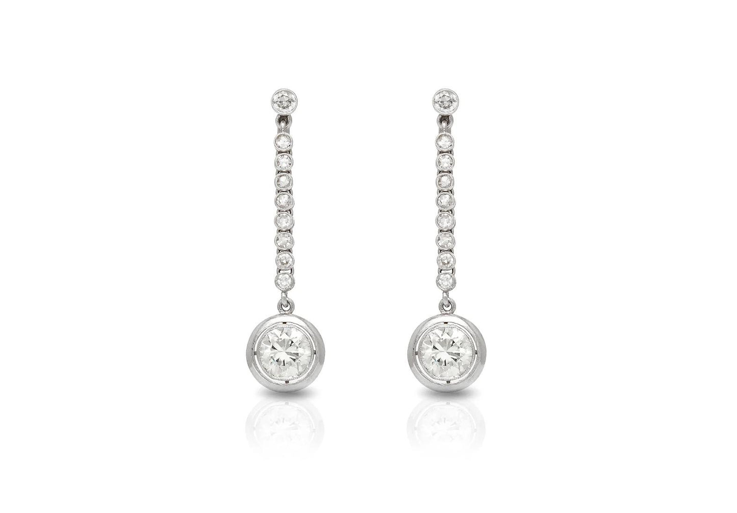 Antique Art Deco 1920s 4.90 Carat Old European Cut Diamond Dangle Earrings