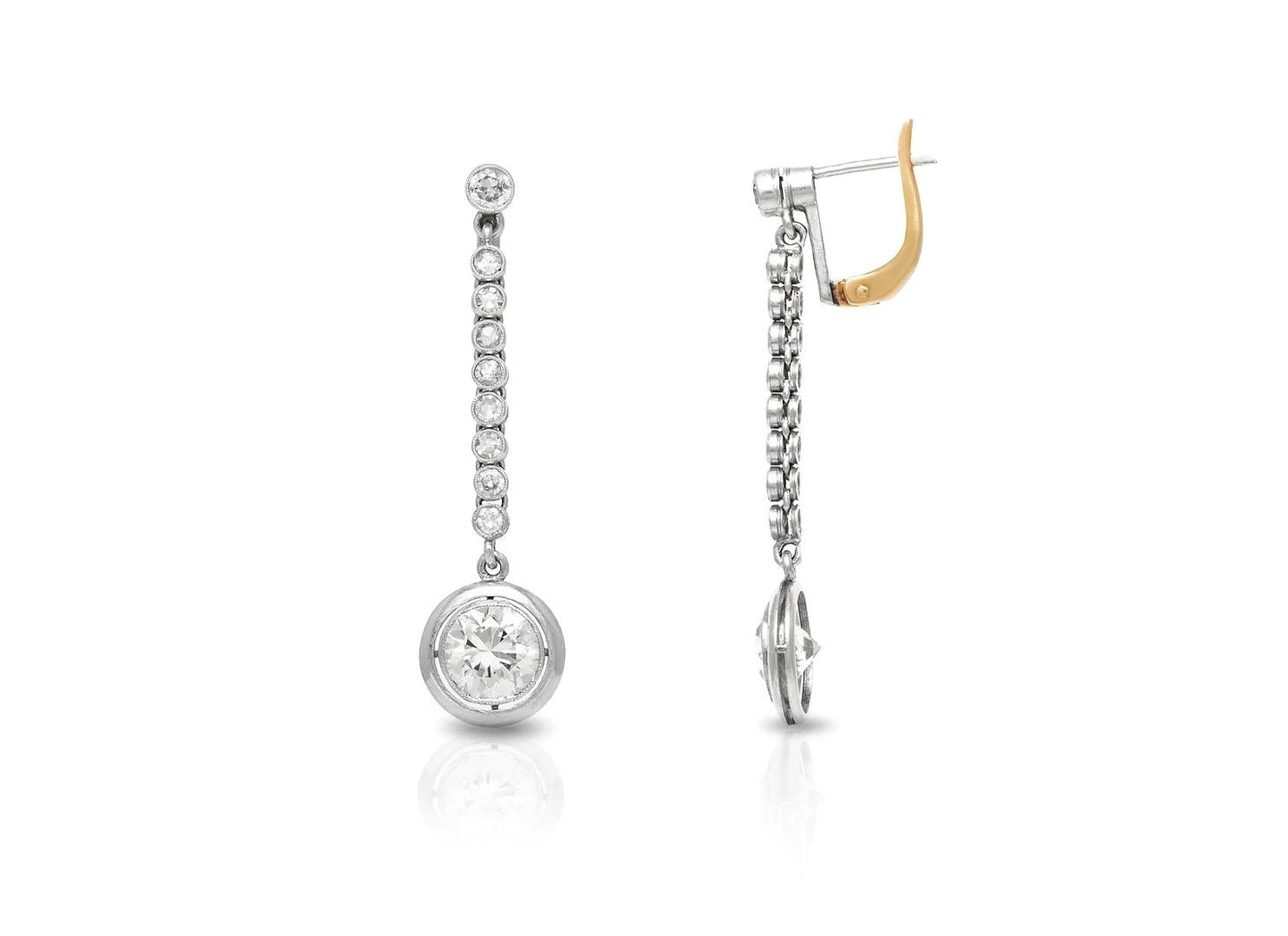 Antique Art Deco 1920s 4.90 Carat Old European Cut Diamond Dangle Earrings