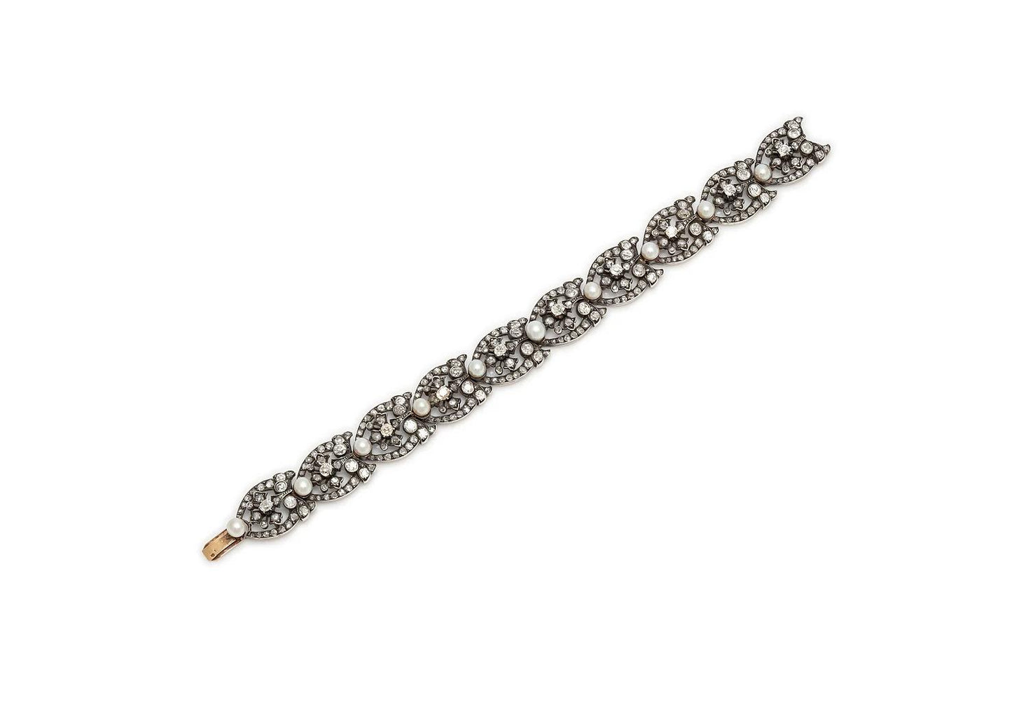 Antique Victorian 11.00 Carat Diamond and pearl Bracelet