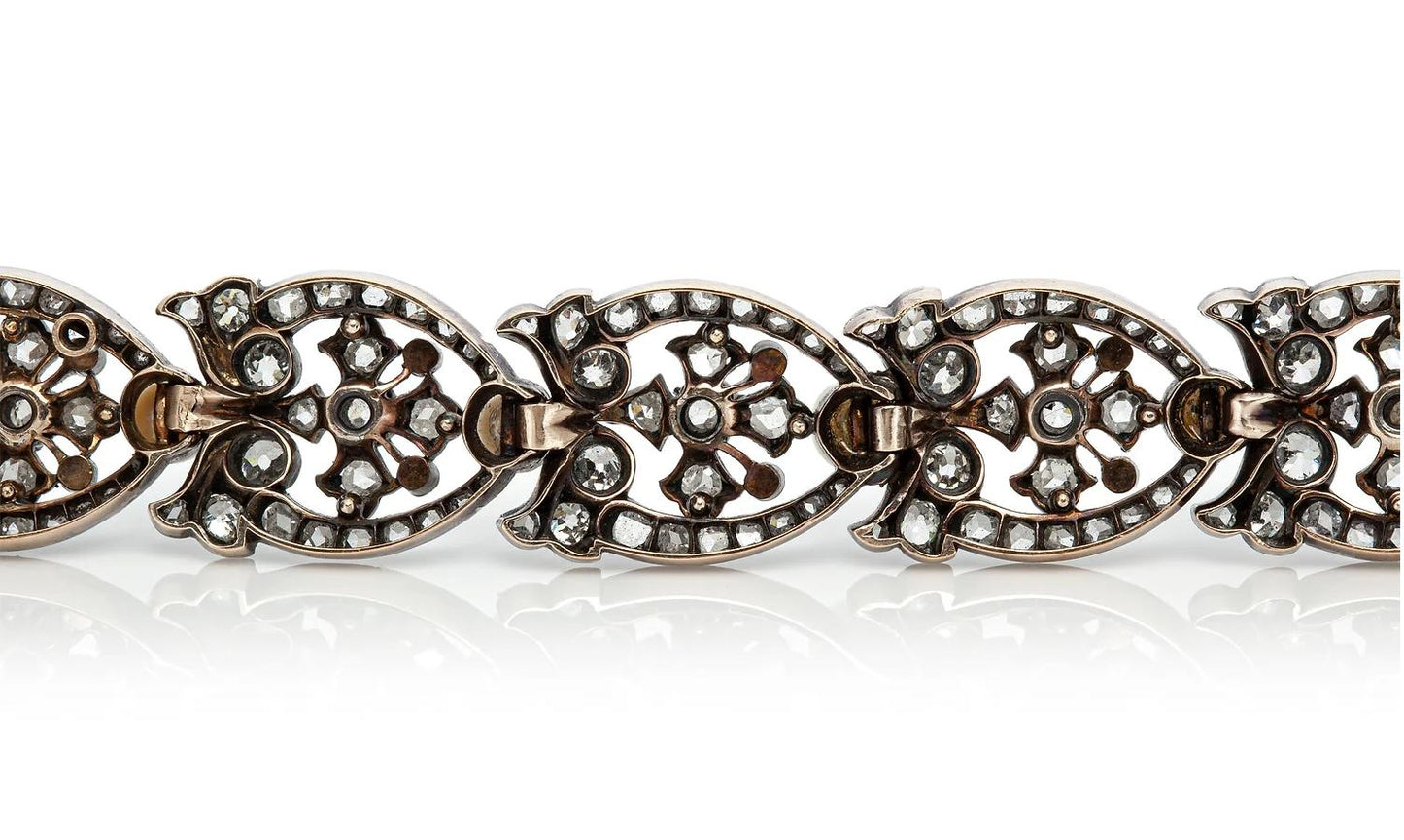 Antique Victorian 11.00 Carat Diamond and pearl Bracelet
