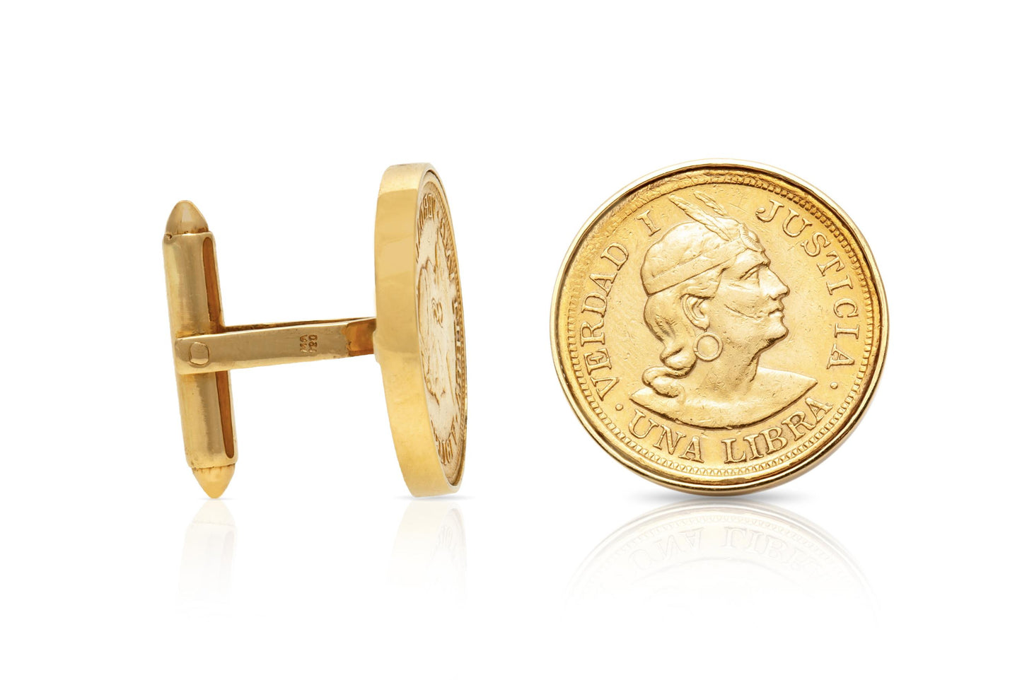 Antique 1910s Peruvian Gold Coin Cufflinks