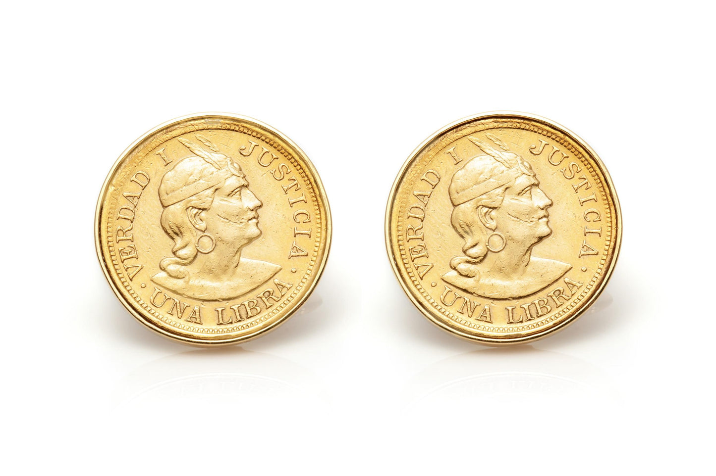 Antique 1910s Peruvian Gold Coin Cufflinks
