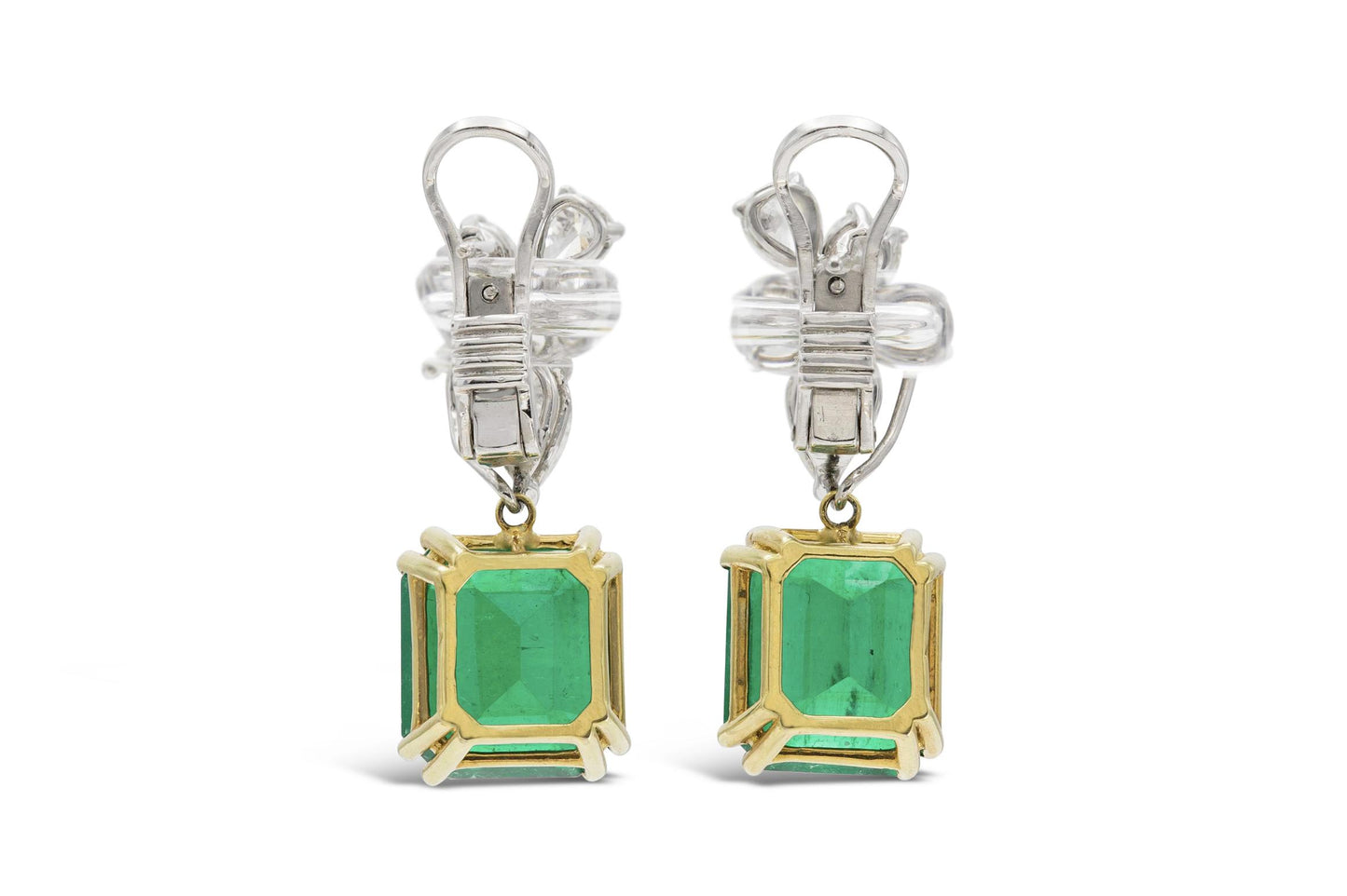 11.33 Carat Colombian Emerald Detachable Drop Earrings with Diamonds