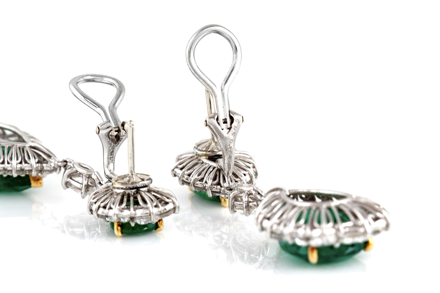 16.02 Carat Emerald Dangle Earrings with Diamonds
