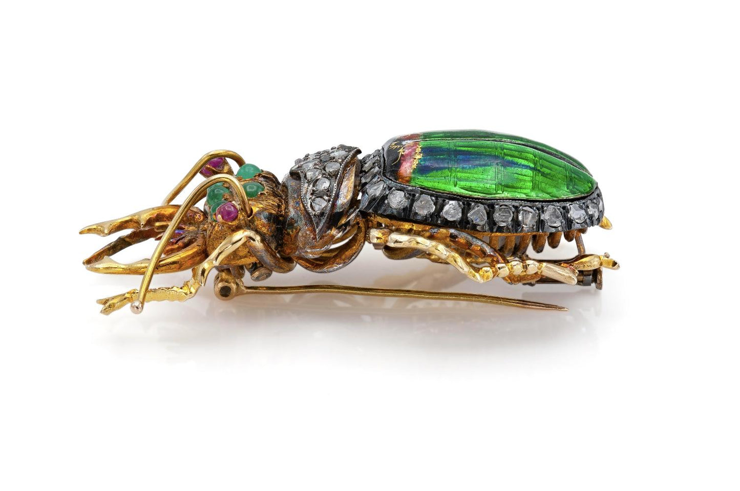 Enamel and Multi-Gem Beetle Brooch