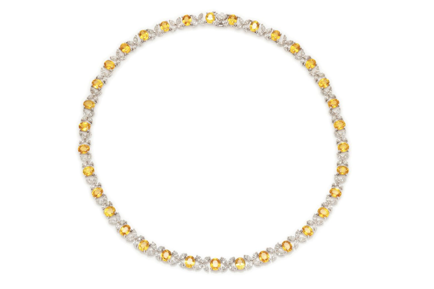 10.81 Carat Diamond and 29.36 Carat Yellow Sapphire Necklace
