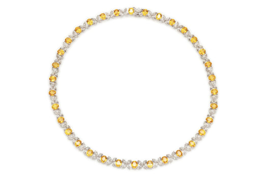 10.81 Carat Diamond and 29.36 Carat Yellow Sapphire Necklace