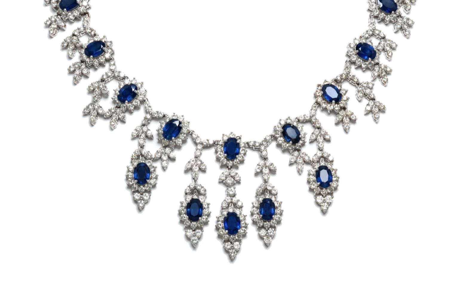 16.58 Carat Sapphire and 16.52 Carat Diamond Necklace