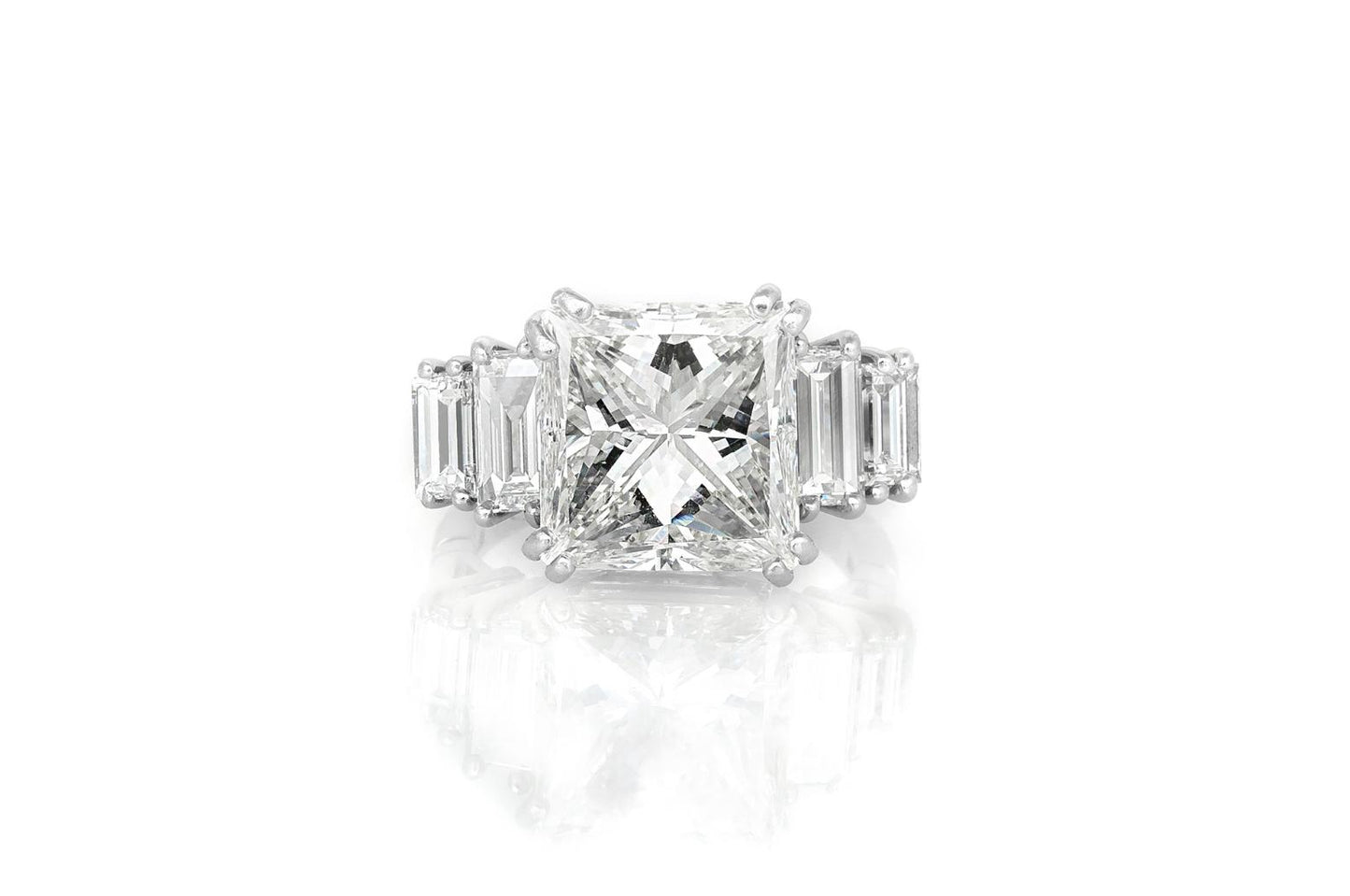 7.11 Carat Princess Cut Diamond Engagement Ring
