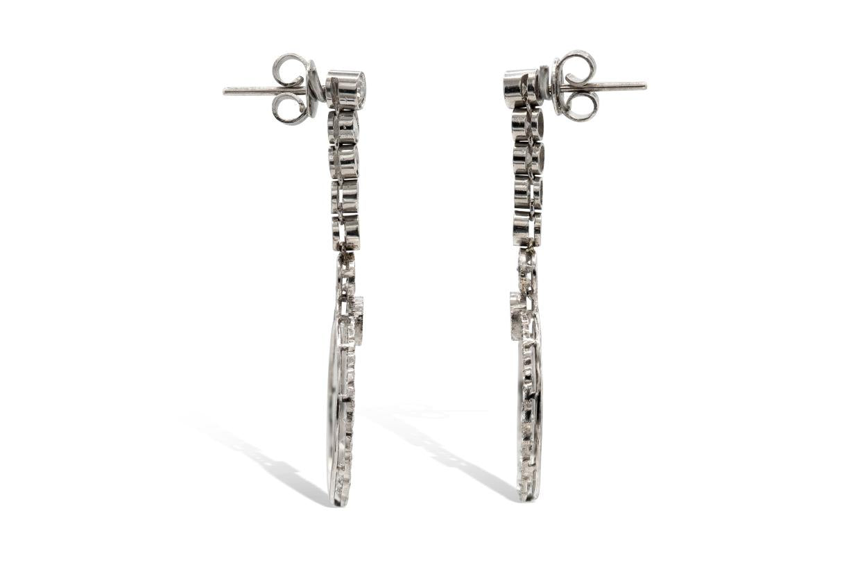 4.00 Carat Old European Cut Diamond Circle Dangle Earrings