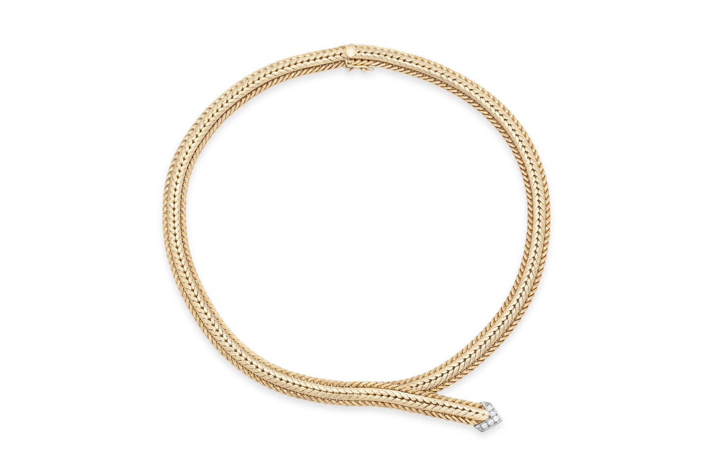 Vintage 1940s Retro Gold Arrow Necklace with Diamonds