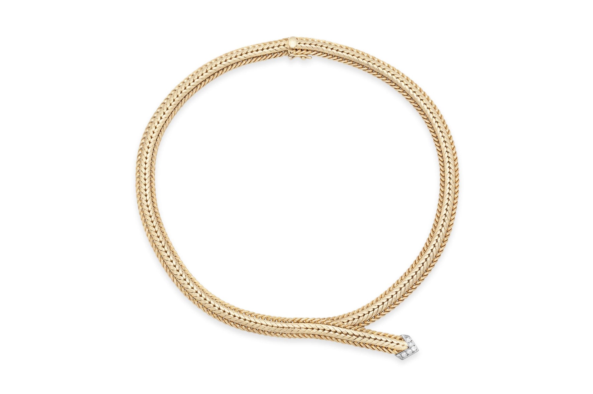 Vintage 1940s Retro Gold Arrow Necklace with Diamonds