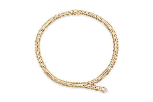 Vintage 1940s Retro Gold Arrow Necklace with Diamonds