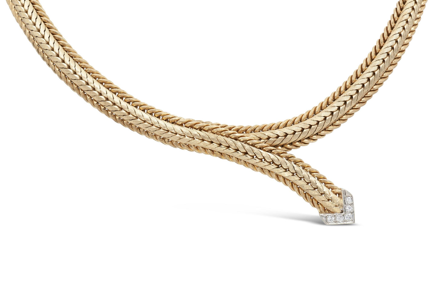 Vintage 1940s Retro Gold Arrow Necklace with Diamonds