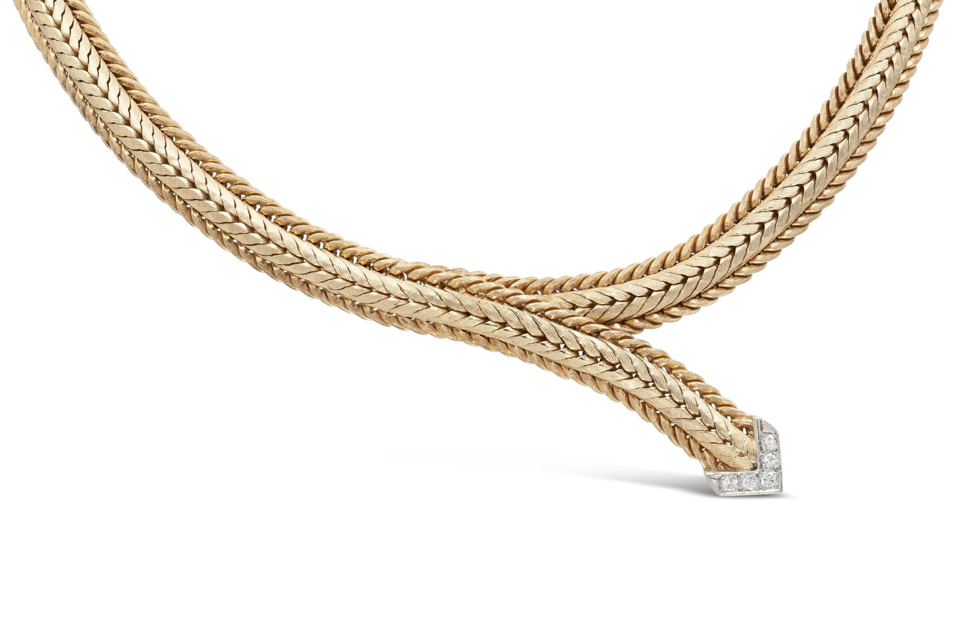 Vintage 1940s Retro Gold Arrow Necklace with Diamonds