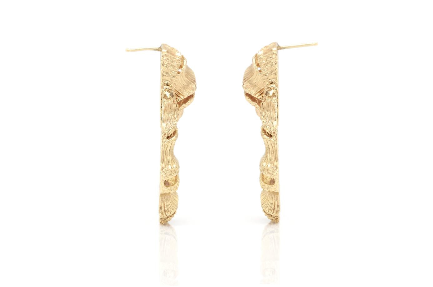 Vintage 1940s Retro Brushed Gold Door Knocker Earrings