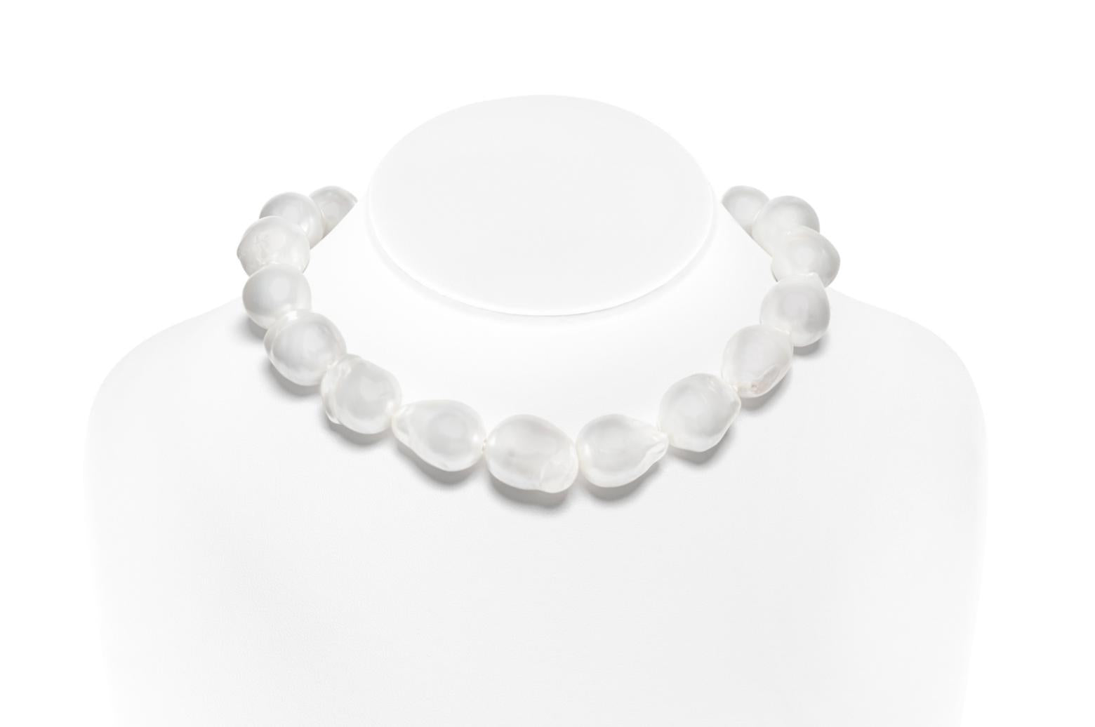 South Sea Baroque Pearl Necklace with Diamonds