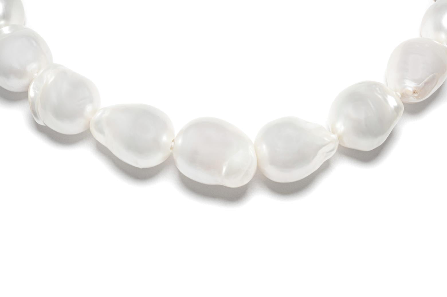 South Sea Baroque Pearl Necklace with Diamonds