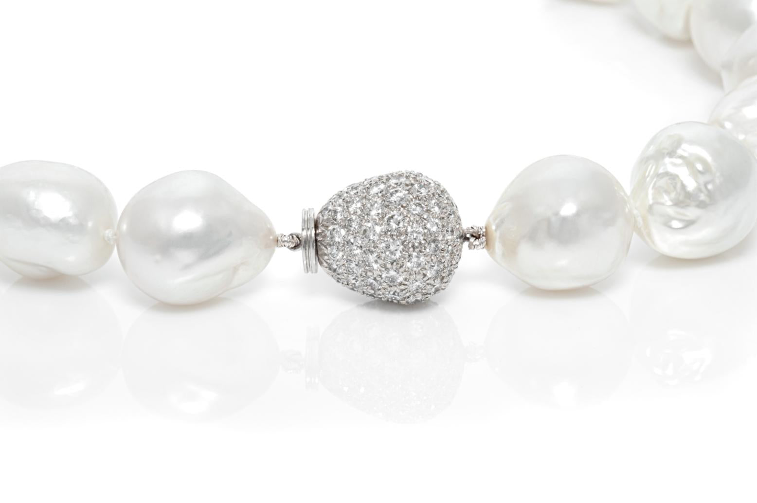 South Sea Baroque Pearl Necklace with Diamonds