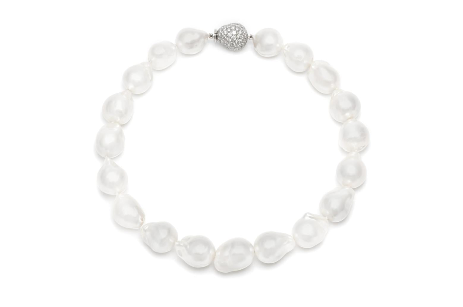 South Sea Baroque Pearl Necklace with Diamonds