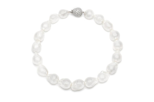 South Sea Baroque Pearl Necklace with Diamonds
