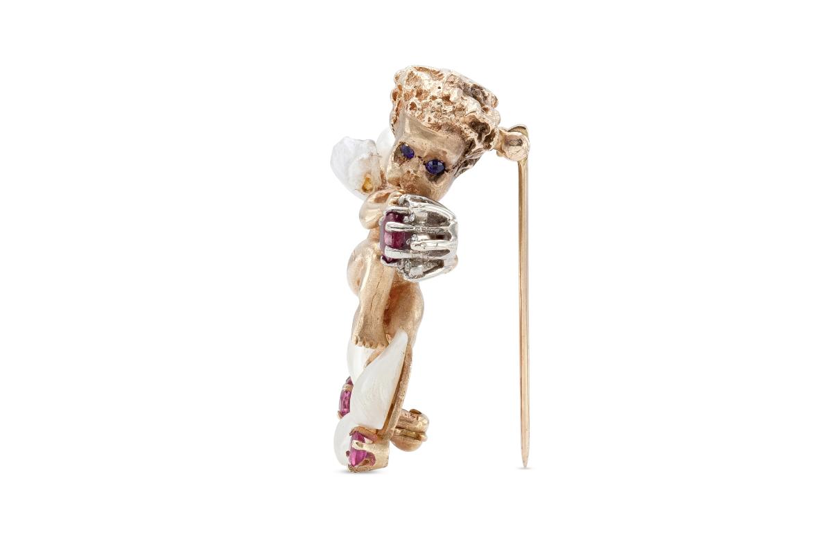 Vintage 1940s Retro Cupid Brooch