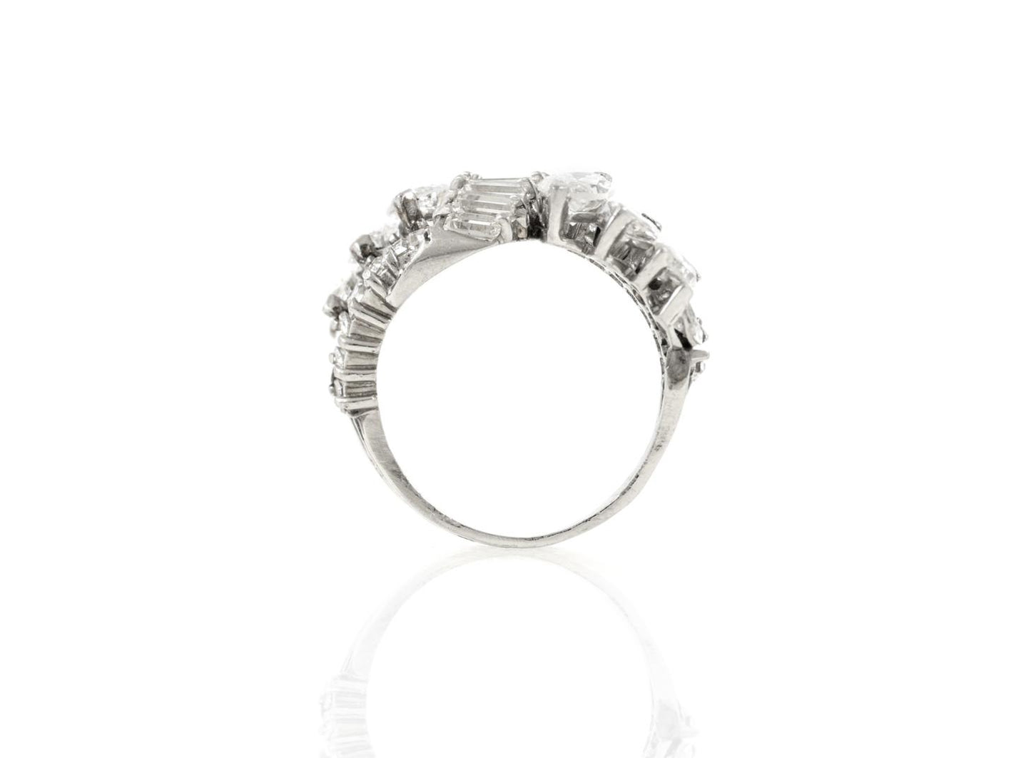 Vintage 1950s 5.00 Carat Marquise and Baguette Cut Diamonds Ring