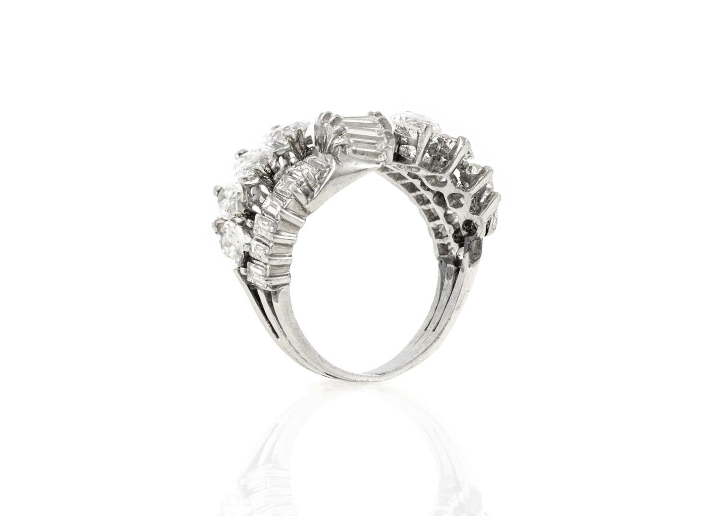 Vintage 1950s 5.00 Carat Marquise and Baguette Cut Diamonds Ring