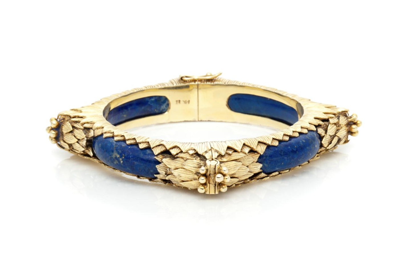 Vintage 1960s Lapis and Gold Bangle Bracelet
