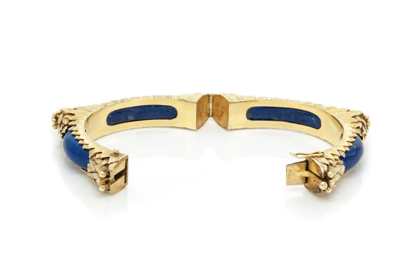 Vintage 1960s Lapis and Gold Bangle Bracelet